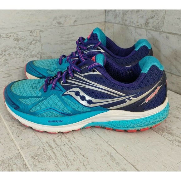 Saucony Ride 9 Everun Running Shoes Athletic Sneakers Teal/Purple Women's 7.5 - Picture 3 of 11